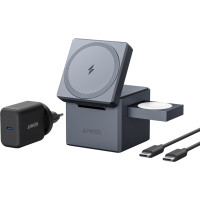 Зарядний пристрій Anker MagGo Wireless Charging Station 15W 3-in-1 Cube Black (Y1811G11)