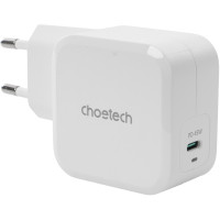Зарядное устройство Choetech GaN USB Type-C 45W, PD, QC, PPS White (PD8007) (PD8007-EU-WH)