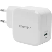 Зарядное устройство Choetech GaN USB Type-C 45W, PD, QC, PPS White (PD8007) (PD8007-EU-WH)