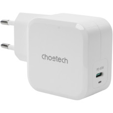 Зарядний пристрій Choetech GaN USB Type-C 45W, PD, QC, PPS White (PD8007) (PD8007-EU-WH)