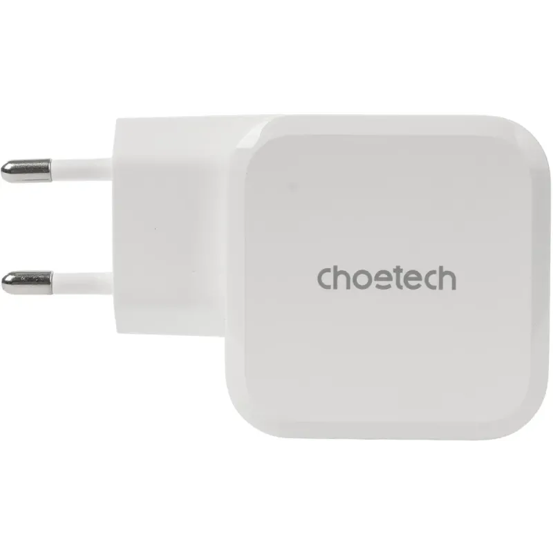 Зарядний пристрій Choetech GaN USB Type-C 45W, PD, QC, PPS White (PD8007) (PD8007-EU-WH)