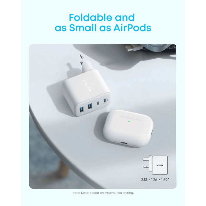 Зарядний пристрій Anker Zolo Charger 50W, 2xUSB-C, 2xUSB-A, White (A121EG21)