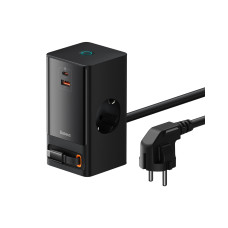 Baseus PowerCombo Digital PowerStrip 2AC+1U+1C+Retractable-C 65W EU Black (PSLR000301)