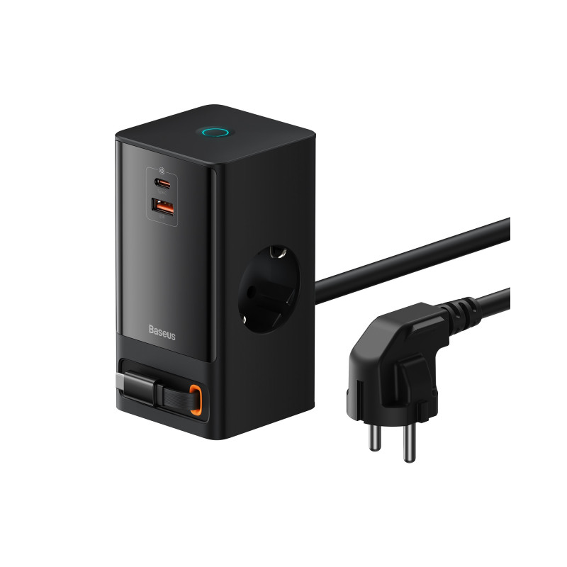 Baseus PowerCombo Digital PowerStrip 2AC+1U+1C+Retractable-C 65W EU Black (PSLR000301)