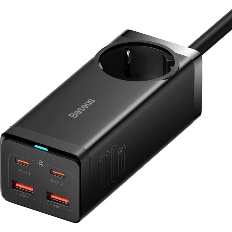 Baseus GaN3 Pro AC 2хUSB+2хType-C 100W Cable Type-C-Type-C 1m (PSZM000401)