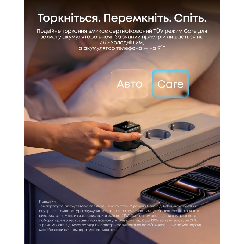 Зарядний пристрій Anker Nano Charger Smart Display 45W Orange (A121DGO1)