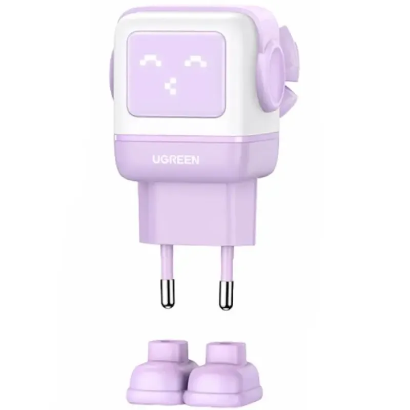 Зарядний пристрій UGREEN CD361 Robot tech 65W GaN Purple (35291)