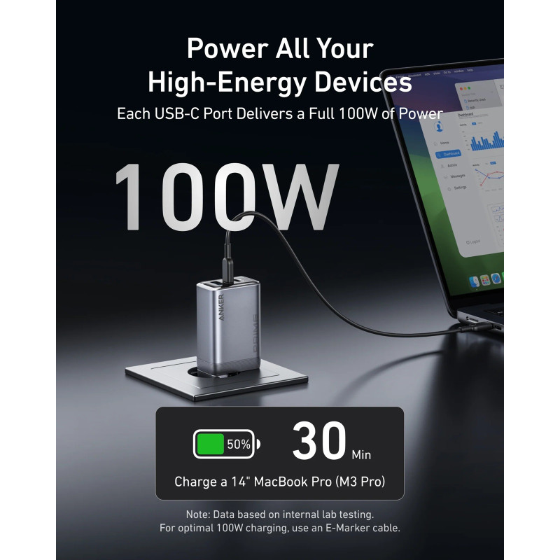 Зарядний пристрій Anker GaNPrime Charger 100W 2xUSB-C PD 1xUSB-A Foldable Silver (A2688341)