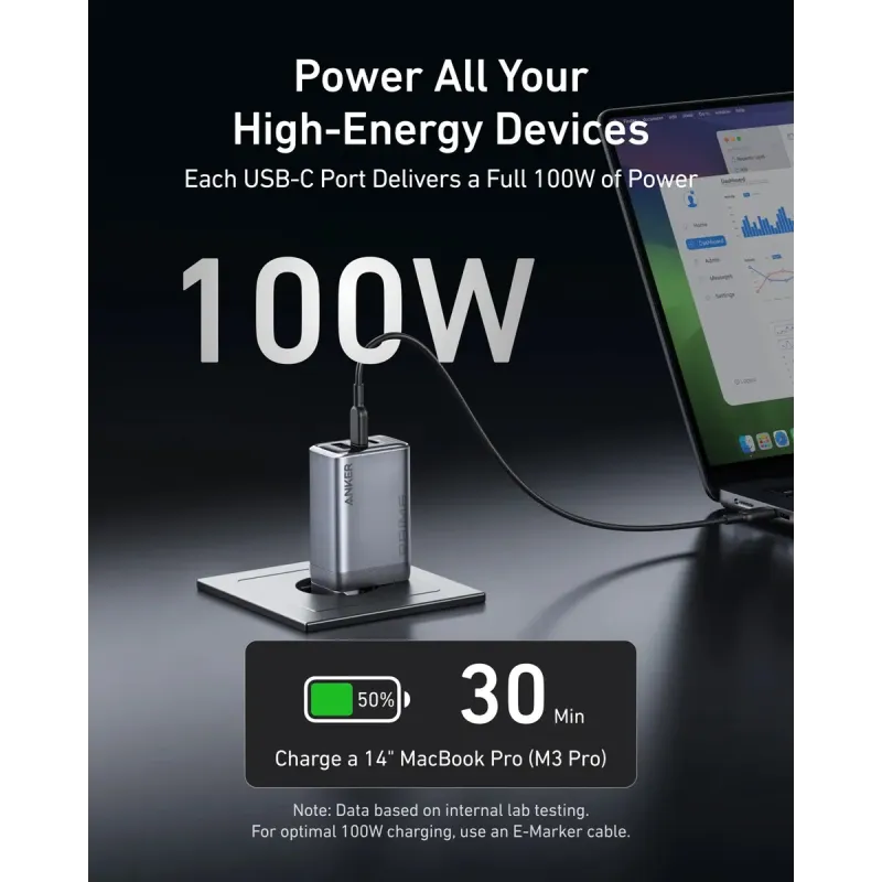 Зарядное устройство Anker GaNPrime Charger 100W 2xUSB-C PD 1xUSB-A Foldable Silver (A2688341)