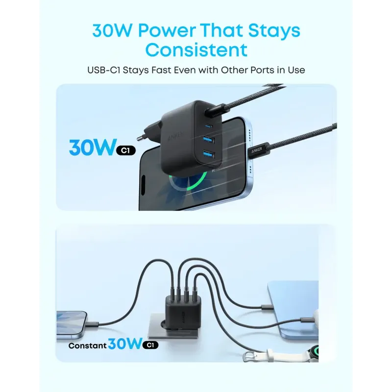 Зарядное устройство Anker Zolo Charger 50W Black (A121EG11)