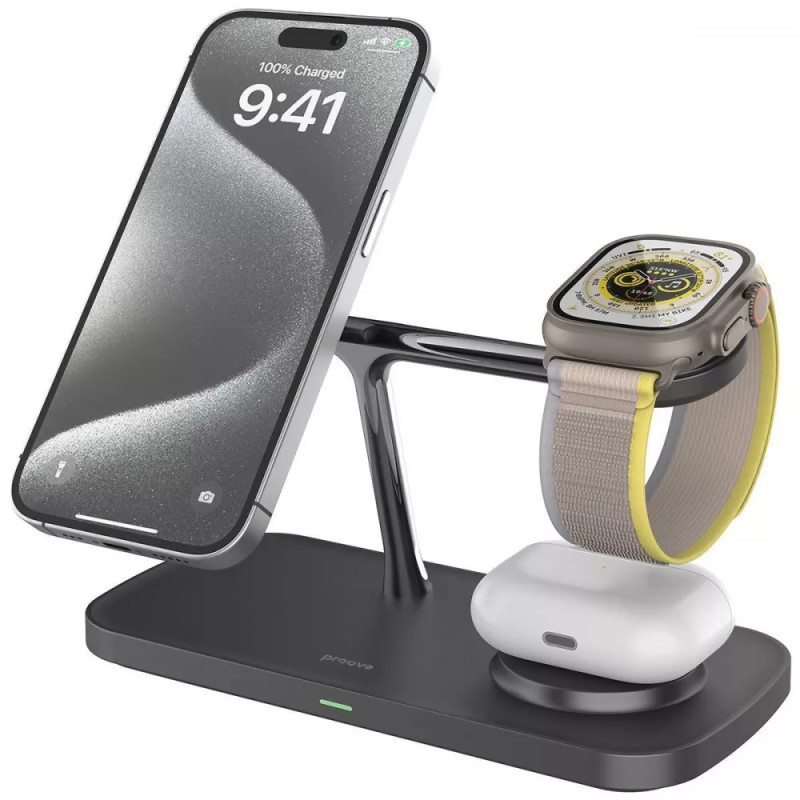 Зарядний пристрій Proove Magnetic Field Pro 3 in 1 Qi2 Black (WSMP15002001)