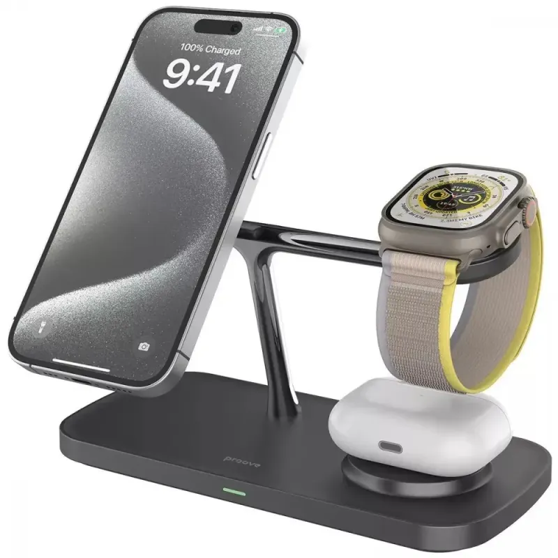 Зарядное устройство Proove Magnetic Field Pro 3 in 1 Qi2 Black (WSMP15002001)