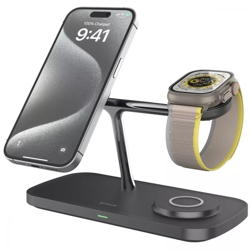 Зарядний пристрій Proove Magnetic Field Pro 3 in 1 Qi2 Black (WSMP15002001)