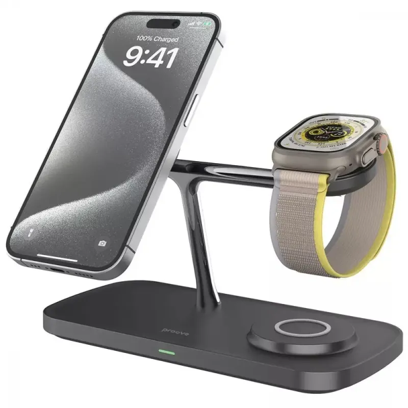Зарядное устройство Proove Magnetic Field Pro 3 in 1 Qi2 Black (WSMP15002001)