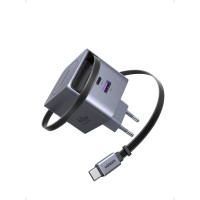 Зарядное устройство Ugreen USB-C PD45W GaN + cable USB-C to USB-C retractable (65822)