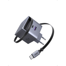 Зарядний пристрій Ugreen USB-C PD45W GaN + cable USB-C to USB-C retractable (65822)