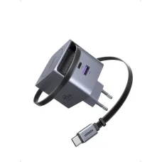 Зарядное устройство Ugreen USB-C PD45W GaN + cable USB-C to USB-C retractable (65822)