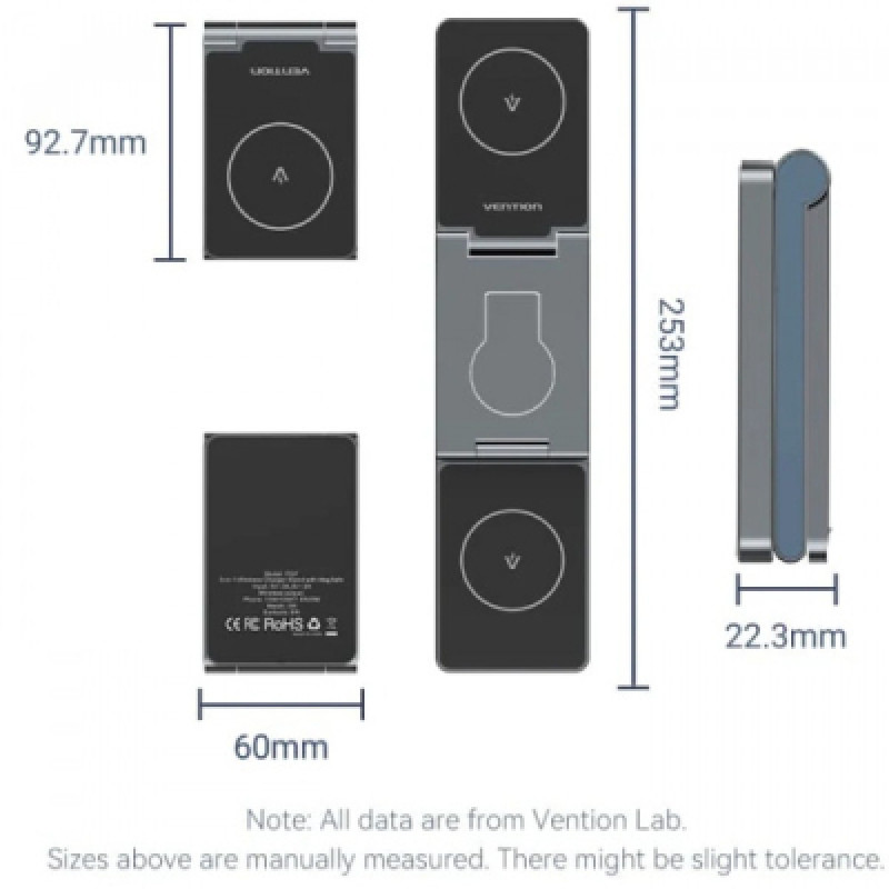 Зарядний пристрій Vention 3-in-1 15W Gray (FGFH0)