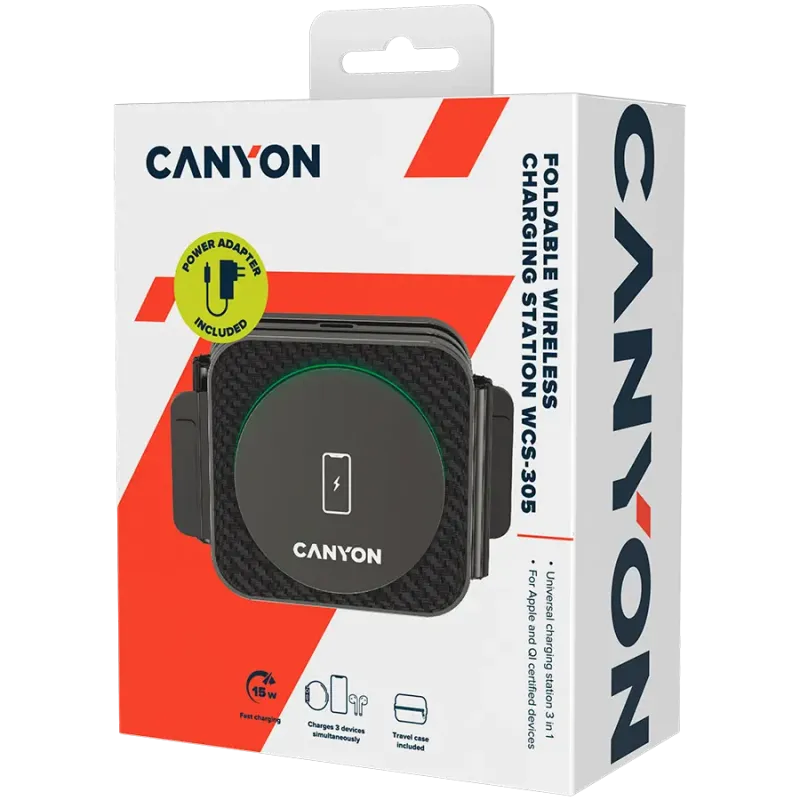 Зарядное устройство Canyon WS-305 Wireless Charging Station Black (CNS-WCS305B)
