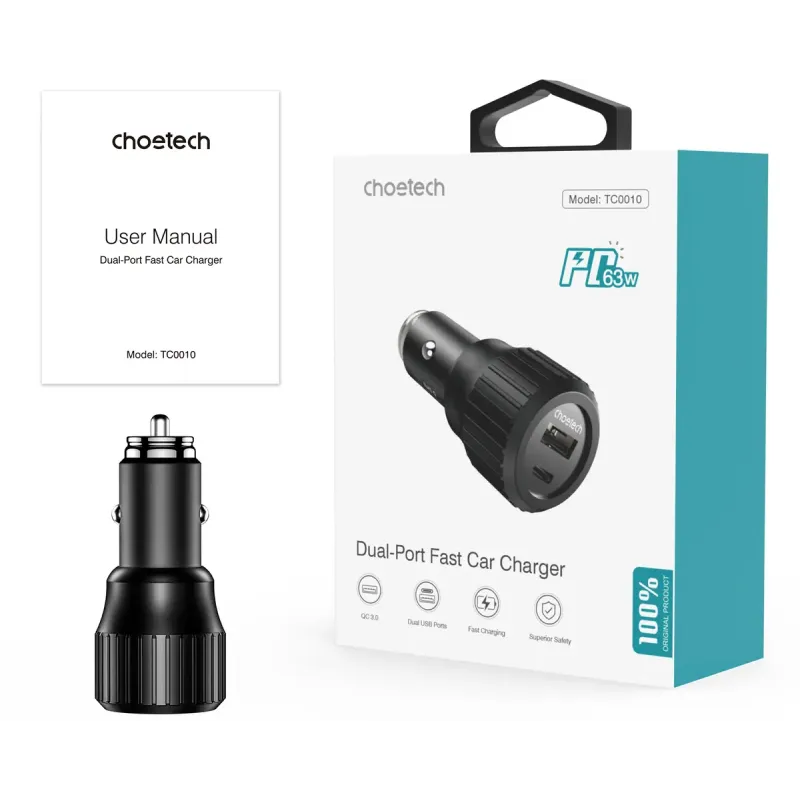 Зарядное устройство Choetech 63W QC3.0/PD/PPS Black (TC0010-BK)