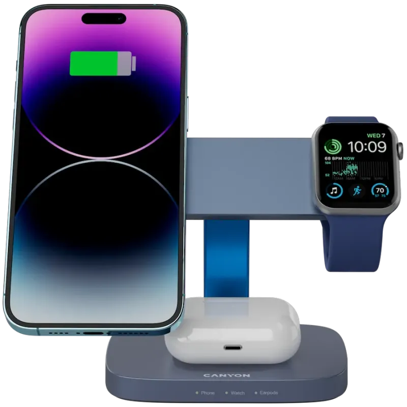Зарядное устройство Canyon Hexagon WCS-310 Wireless Charging Station Dark Gray/Blue (CNS-WCS310DGBL)