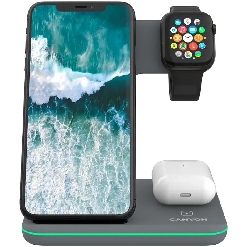 Зарядное устройство Canyon WS-303 Wireless Charging Station Dark Gray (CNS-WCS303DG)