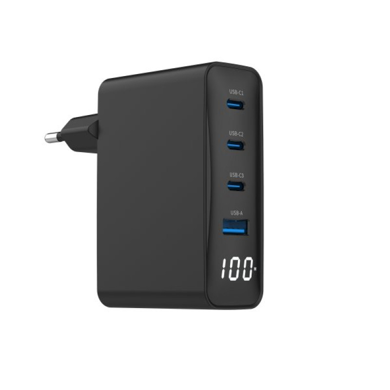 Зарядний пристрій Gembird TA-UC-PDQC100LCD-01-BK