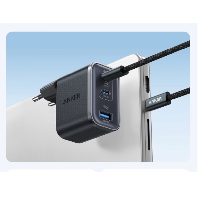 Зарядний пристрій Anker Nano Charger 70W GaN 3 Port - Black (A121AL11)