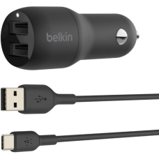 Зарядное устройство Belkin Boost Up Charge Dual USB-A Car Charger 24W + USB-A to USB-C (CCE001BT1MBK)