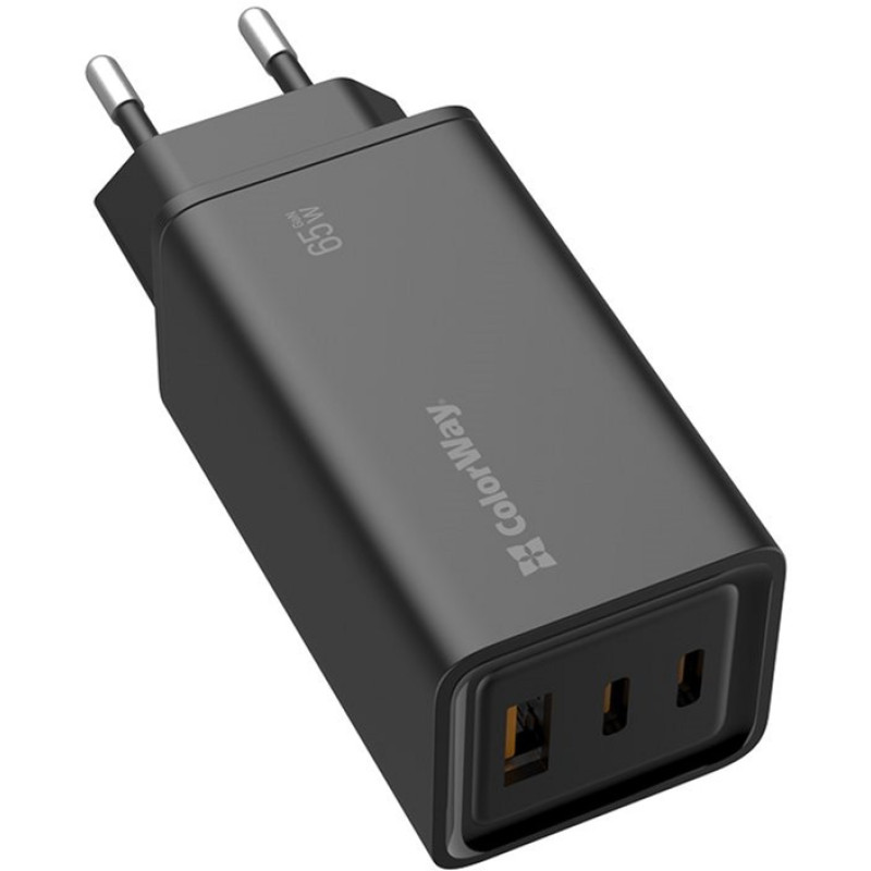 ColorWay GaN3 Pro Power Delivery (USB-A + 2 USB TYPE-C) (CW-CHS039PD-BK)