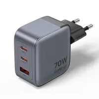Зарядное устройство Vention 2xUSB-C PD70W + 1xUSB QC3.0 22.5W GaN gray (FEXH0-EU)