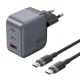 Зарядний пристрій Vention 2xUSB-C PD70W + 1xUSB QC3.0 22.5W GaN + cable USB-C to USB-C 1.0m black gray (TZ-FEXH0-EU)
