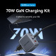 Зарядний пристрій Vention 2xUSB-C PD70W + 1xUSB QC3.0 22.5W GaN + cable USB-C to USB-C 1.0m black gray (TZ-FEXH0-EU)