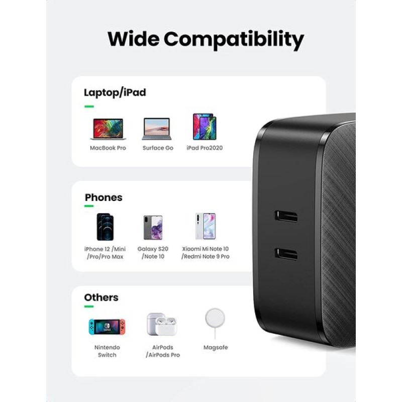 Ugreen Wall Charger 2хUSB-C CD216 66W Black (70867) 