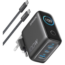 Зарядний пристрій Anker GaN Charger 100 Вт 2xUSB-C PD 1xUSB-A + кабель Type-C Dark Grey (B121BGZ1)