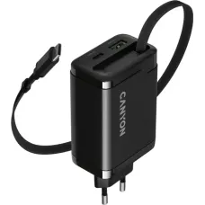 Зарядний пристрій Canyon OnCharge 65RC Build-In Cable 65W Black (CNS-CURC65ACB)