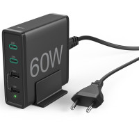 HAMA 4 Ports Quick Charger 2xUSB-A 2xUSB-C QC3.0 PD 60W Black (00201628)