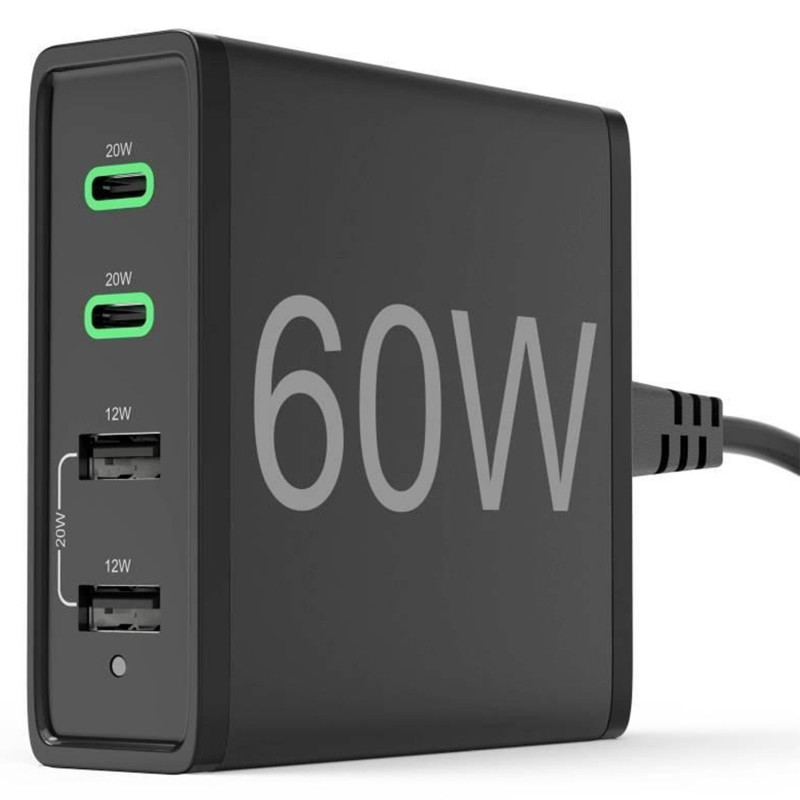 HAMA 4 Ports Quick Charger 2xUSB-A 2xUSB-C QC3.0 PD 60W Black (00201628)