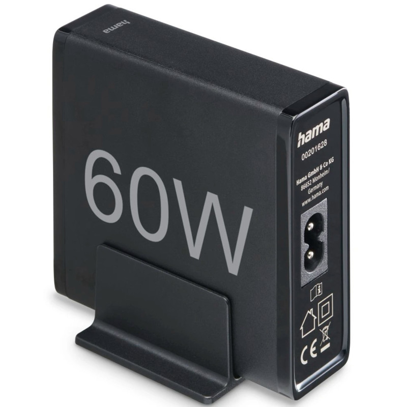 HAMA 4 Ports Quick Charger 2xUSB-A 2xUSB-C QC3.0 PD 60W Black (00201628)