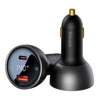 Зарядний пристрій Baseus Digital Display PD3.1 Dual Fast Charger Car Charger U+C 140W Set Obsidian Black (CGZX070001)