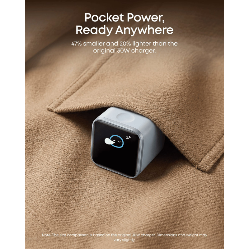 Зарядний пристрій Anker Nano Charger 45W USB-C Smart Display Black (A121DG11)