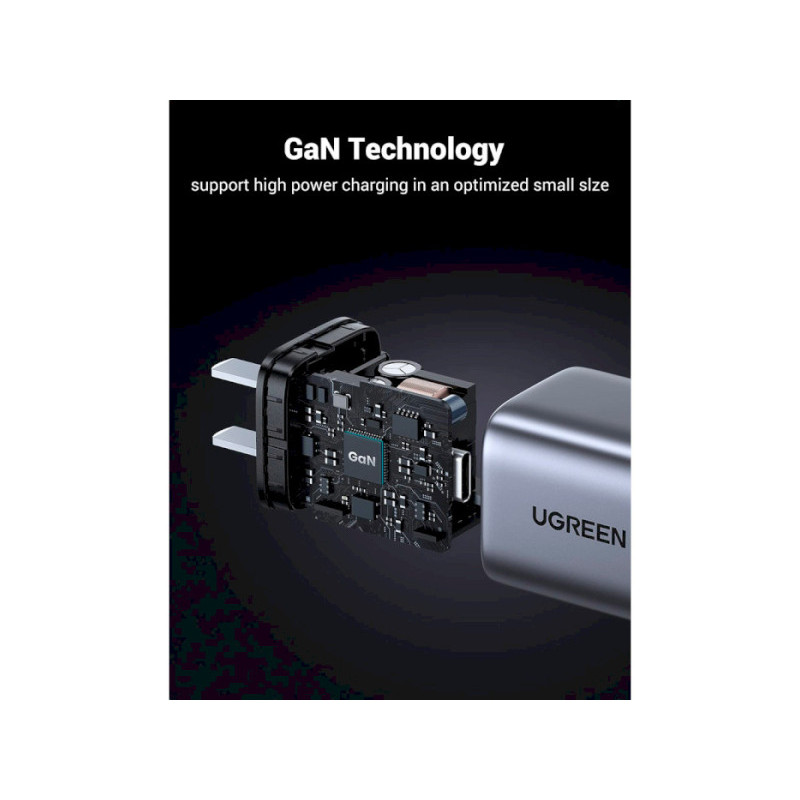 Зарядное устройство UGREEN CD319 Nexode Mini GaN 30W 1xUSB-C PD3.0 QC4.0 Wall Charger Gray (90666)