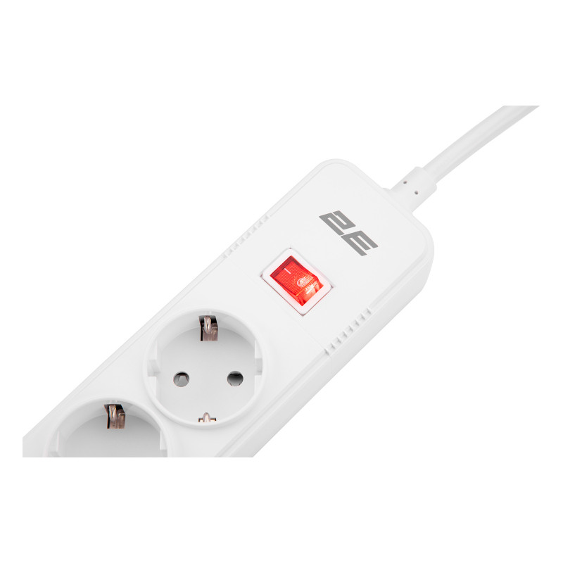 2E 5XSchuko 3G*1.5мм, 3*USB-A, 2м, white (2E-SP515M2USBWH)