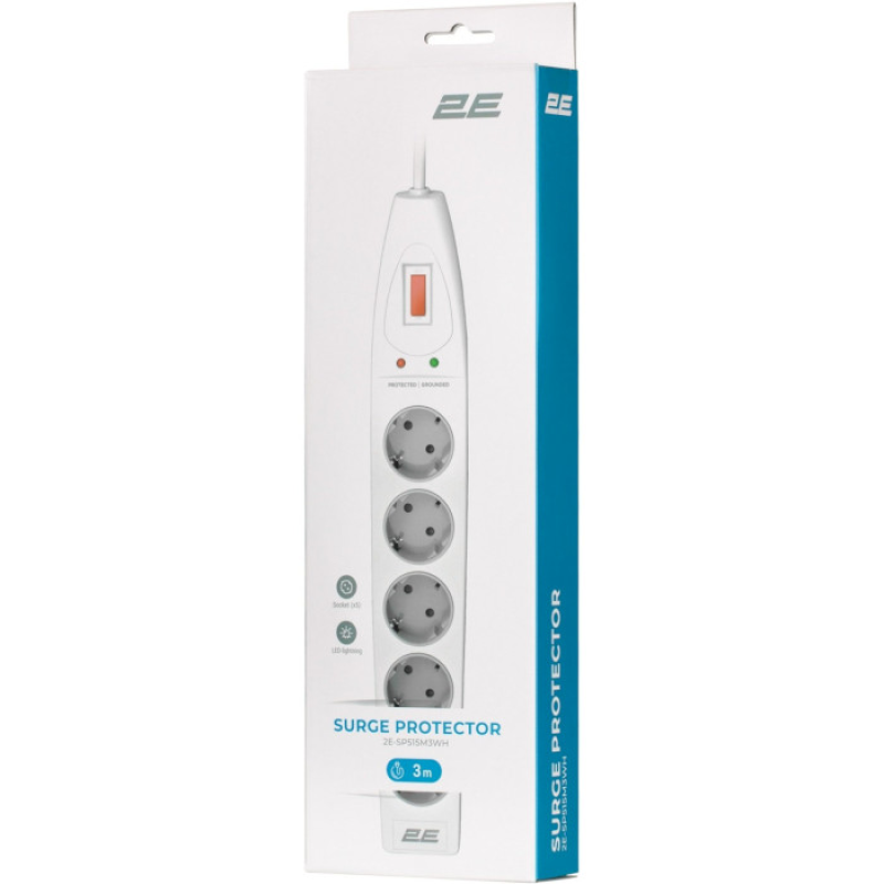 2E 5XSchuko 3G*1.5мм, 3м, white (2E-SP515M3WH)