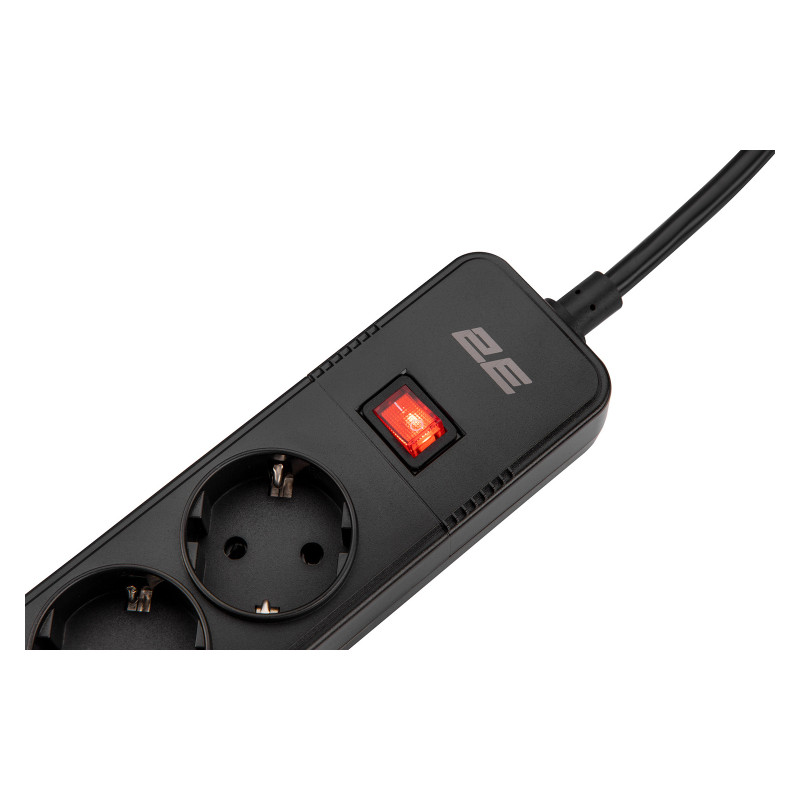 2E 5XSchuko 3G*1.5мм, 3*USB-A, 2м, black (2E-SP515M2USBBK)