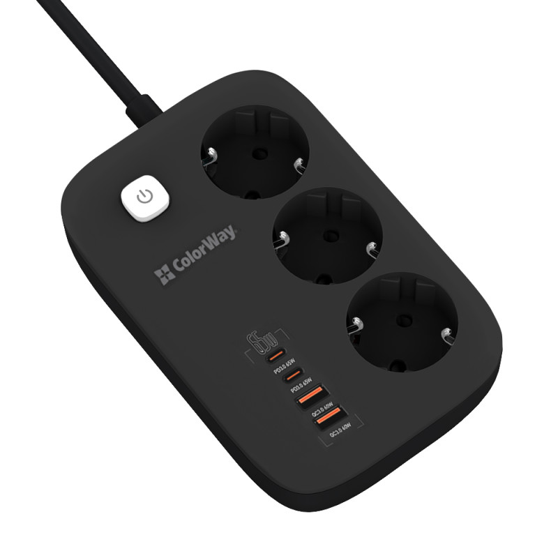 Сетевой фильтр-удлинитель ColorWay  CW-CHE34PDB