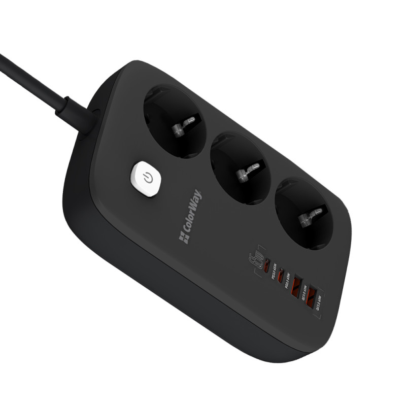 Сетевой фильтр-удлинитель ColorWay  CW-CHE34PDB