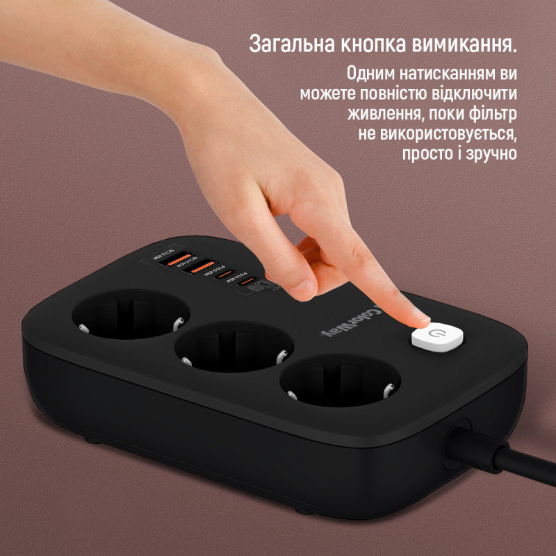 Сетевой фильтр-удлинитель ColorWay  CW-CHE34PDB