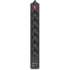 Мережевий фільтр-подовжувач REAL-EL RS-PROTECT 605 3m, black (EL122300041)