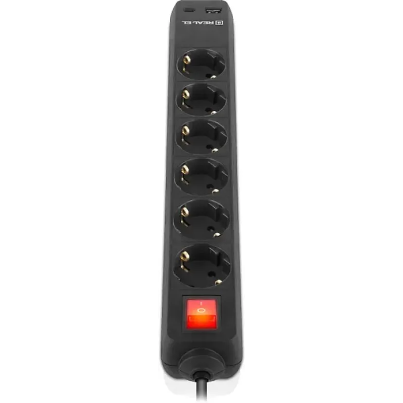 Мережевий фільтр-подовжувач REAL-EL RS-PROTECT 605 3m, black (EL122300041)